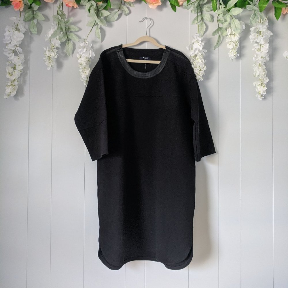 NEW Madewell Leather Trim Pique Ponte Dress S